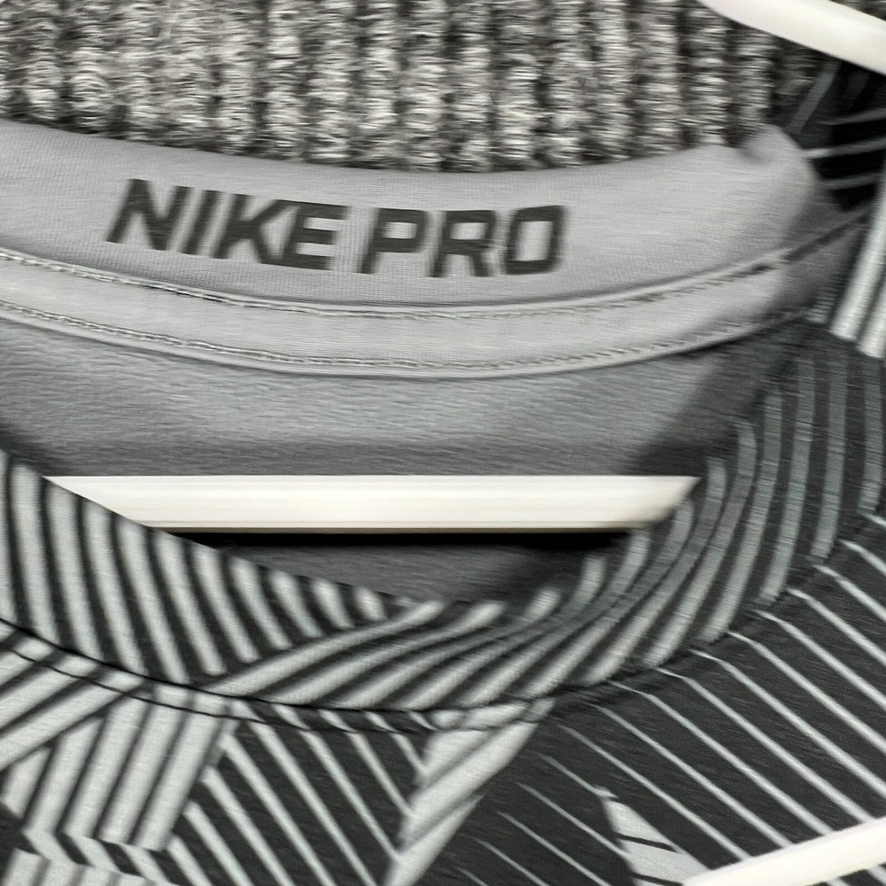 Nike Pro Shirt Youth Boys XL Extra Large Black Geometric Long Sleeve Compression - Picture 7 of 14